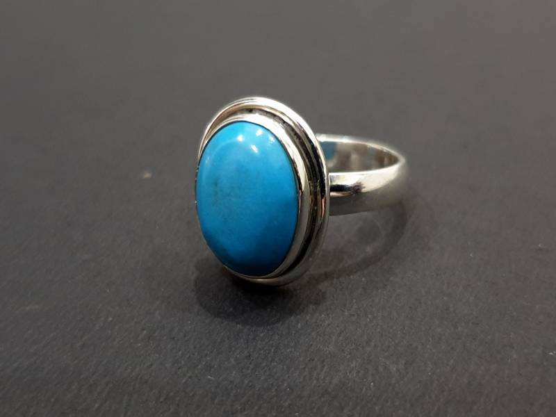 Arizona Türkis Ring, 925 Massiv Sterling Silber Schöner Blauer Edelstein 22K Gold Fill, Rosegold-Finish, Silberring von jewelleryvilla