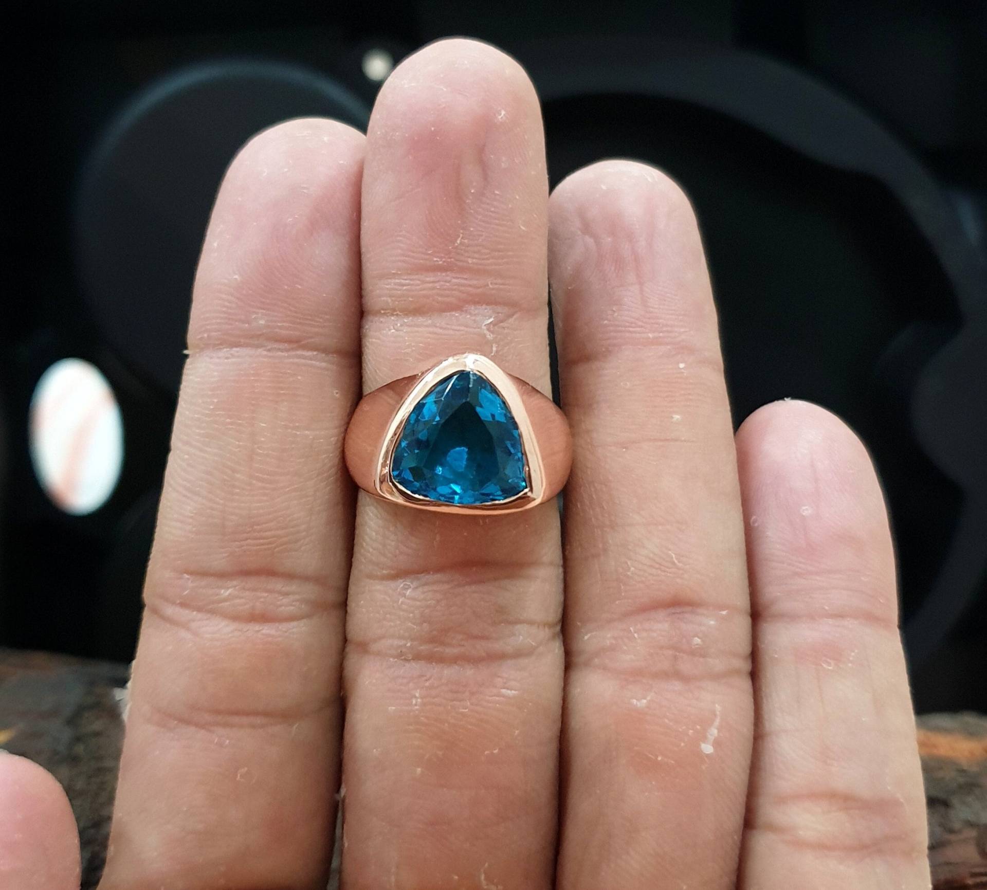 Blauer Topas Ring, 925 Sterling Silber Quarz Edelstein Geschenk Gelb Gold Herren Frauen Ring von jewelleryvilla