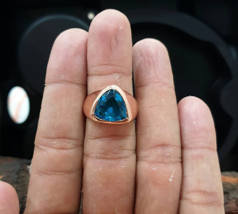 Blauer Topas Ring, 925 Sterling Silber Quarz Edelstein Geschenk Gelb Gold Herren Frauen Ring von jewelleryvilla