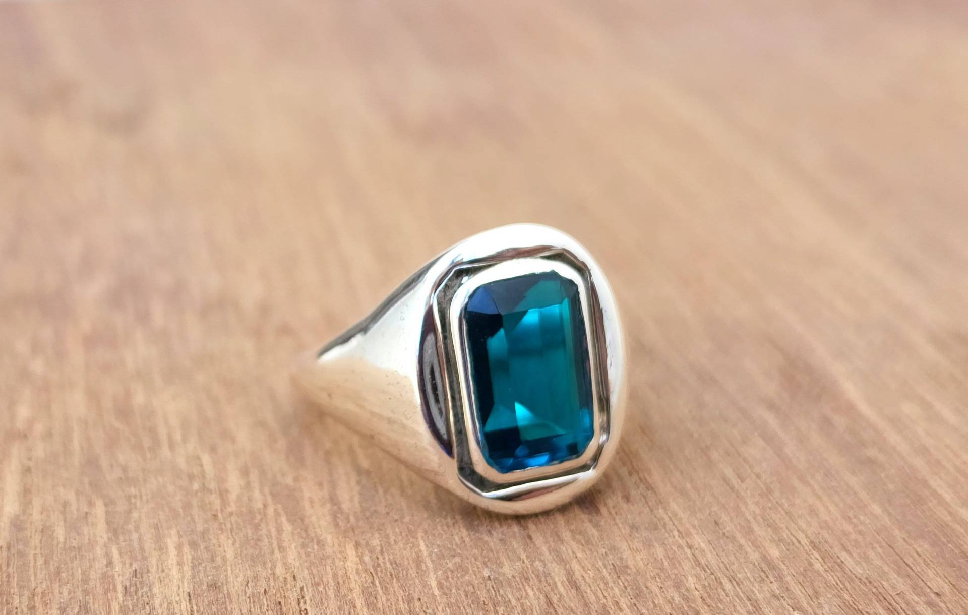 Blauer Topas Ring, Designer 925 Sterling Silber London Quarz Edelstein Gelbgold Frauen Herrenring von jewelleryvilla