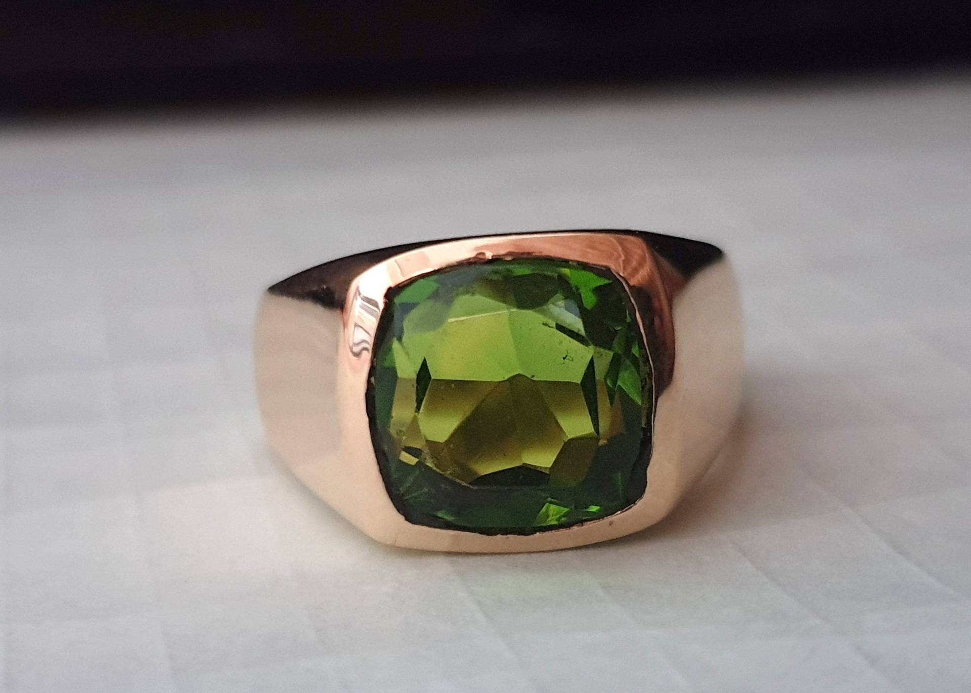 Grüner Peridot Ring, 925 Massiv Sterling Silber Rosegold 22K Gelbgold Fill, Kissenquarz Edelstein, Kupfer Ring von jewelleryvilla