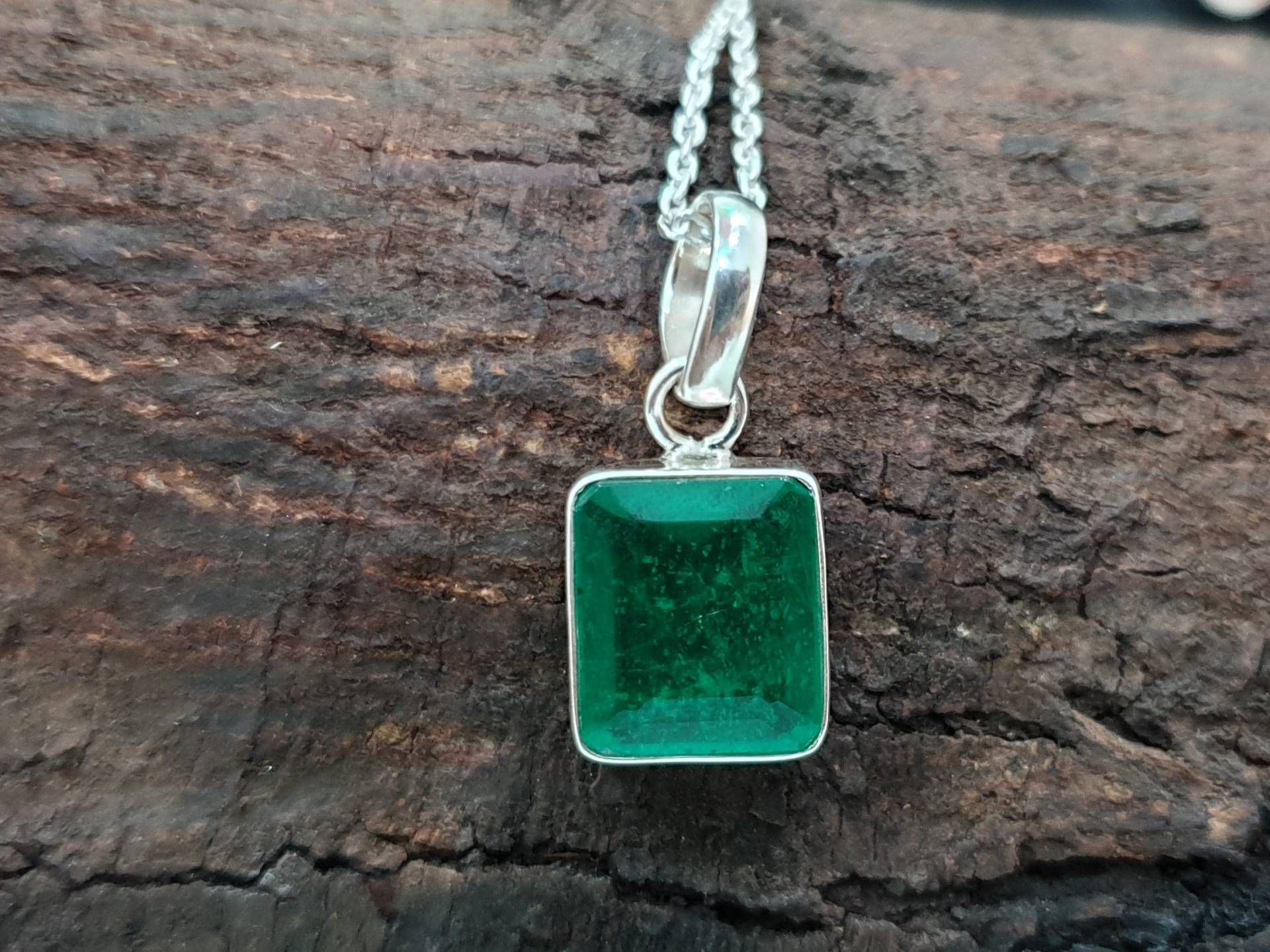 Grüner Smaragd Anhänger, Schöne Grüne Quarz Edelstein 925 Massiv Sterling Silber, Rose Gold 22K Fill Schmuck von jewelleryvilla