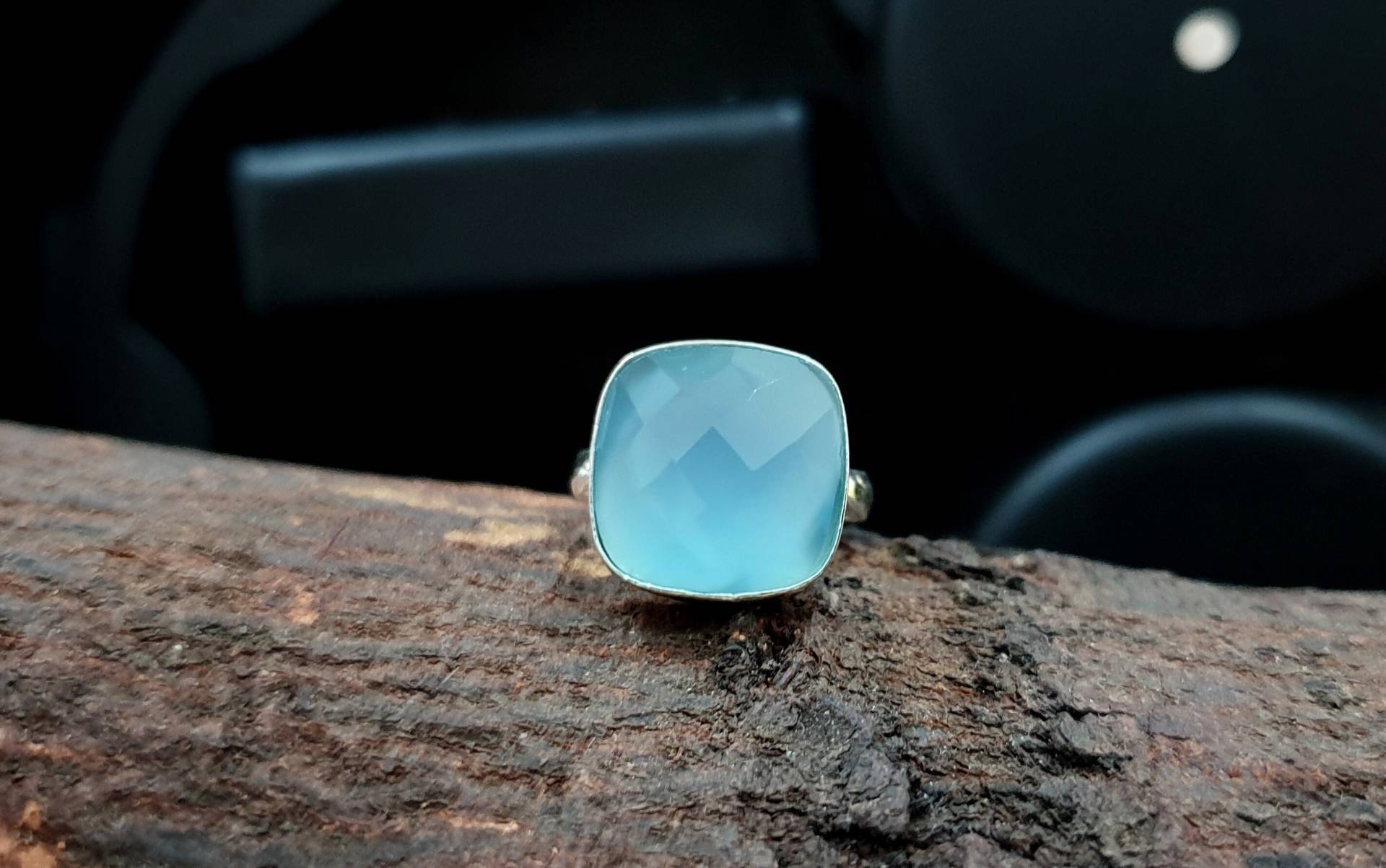 Hellblauer Chalcedon Ring, Natürlicher Edelstein 925 Sterling Silber, Stapel Silber Ring Schmuck von jewelleryvilla