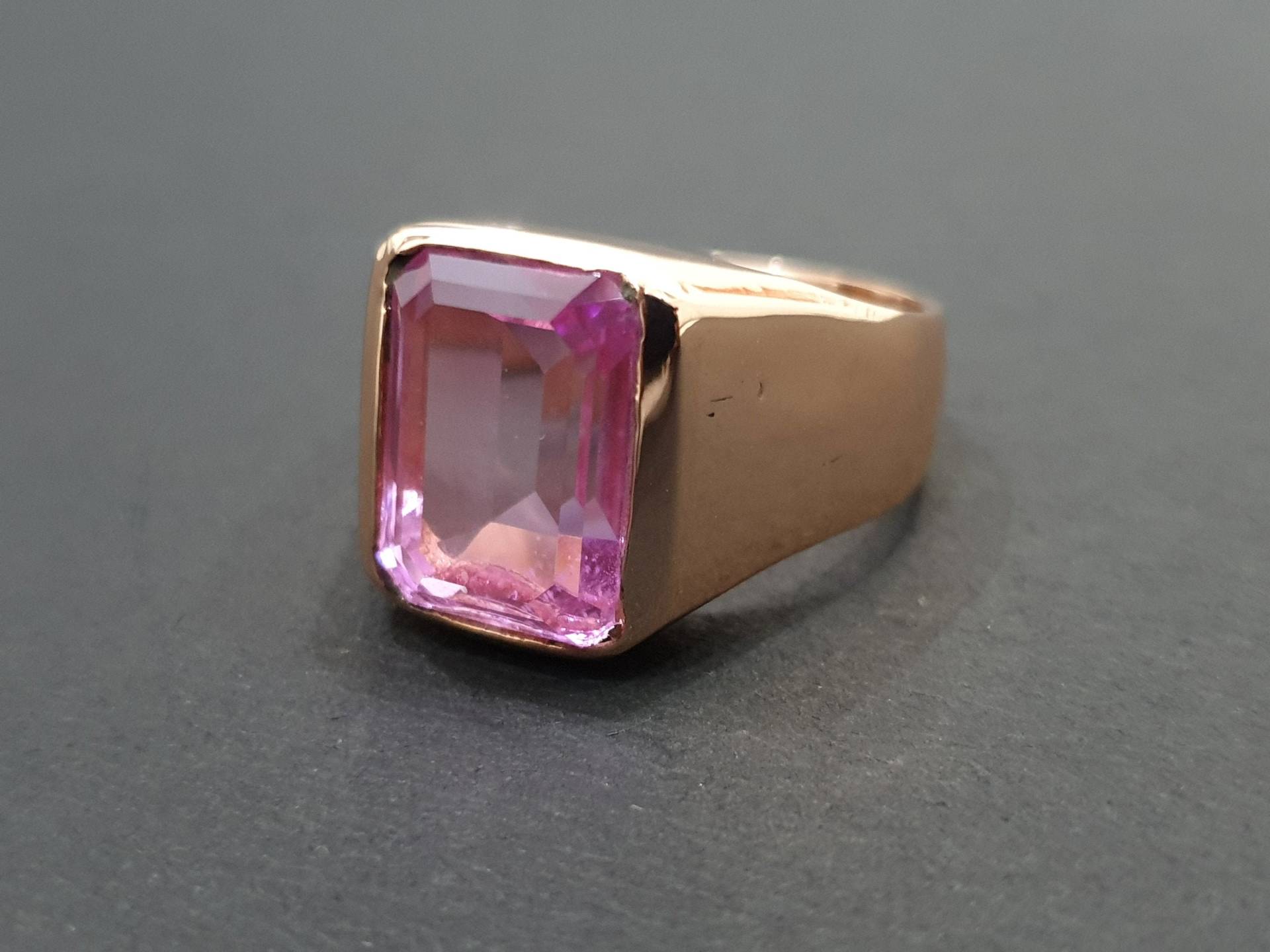 Herrenring Kunzit, 925 Sterling Silber Ring, Roségold, 22K Goldfüllung, Rosa Quarz Herrenring, Kupferring, Massiver Silberring von jewelleryvilla