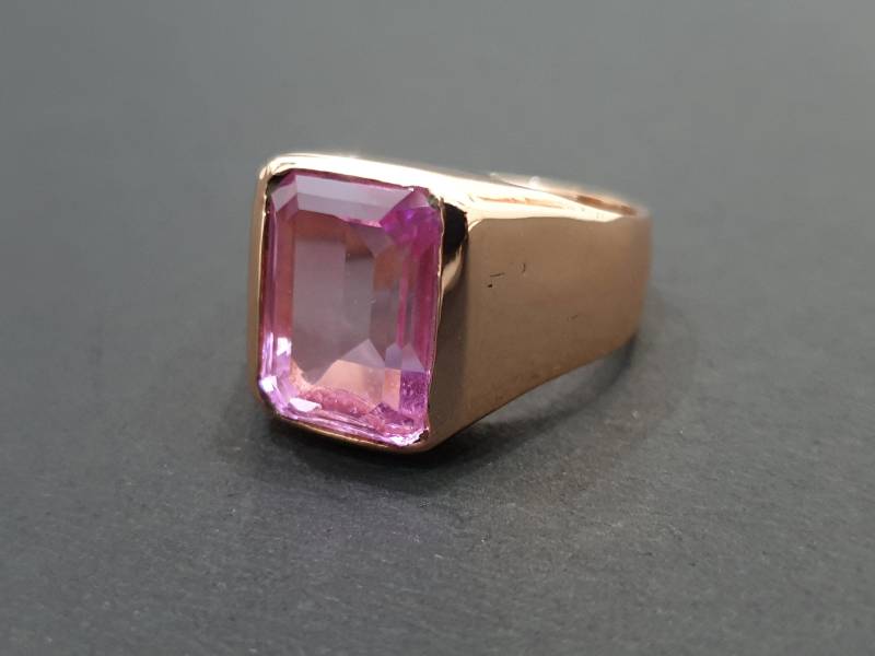 Herrenring Kunzit, 925 Sterling Silber Ring, Roségold, 22K Goldfüllung, Rosa Quarz Herrenring, Kupferring, Massiver Silberring von jewelleryvilla