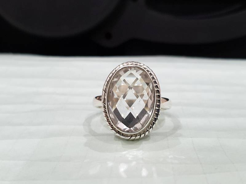 Kristallklarer Quarz Ring, 925 Sterling Silber Klarer Kristall Edelstein Rose Gold, 22K Gold Fill Schmuck von jewelleryvilla