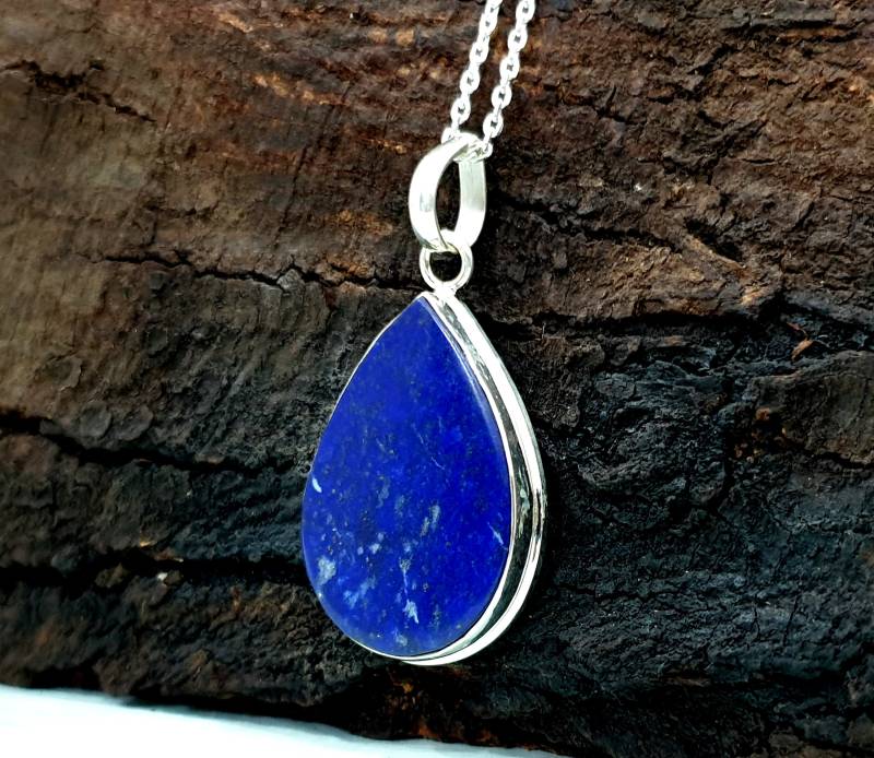Lapis Lazuli Anhänger, 925 Massiv Sterling Silber Natürlicher Blauer Edelstein, Rose Gold Finish, 22K Anhänger Schmuck von jewelleryvilla