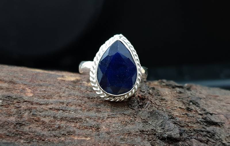Natürlicher Blauer Saphir-Ring, 925Er Sterlingsilber-Ring, Handgefertigter Ring, Gelbgold-Beschichtungsring, Damenring, Geschenk Für Sie, Roségold von jewelleryvilla