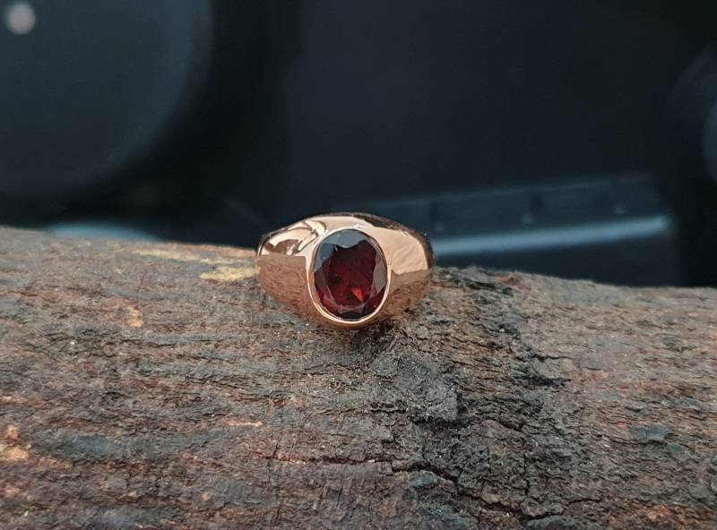 Natürlicher Hessonit-Granat-Silberring, Facettierter 925Er Sterlingsilberring, Herrenring, 18K Oder Roségold-Finish, Natürlicher Edelsteinring von jewelleryvilla