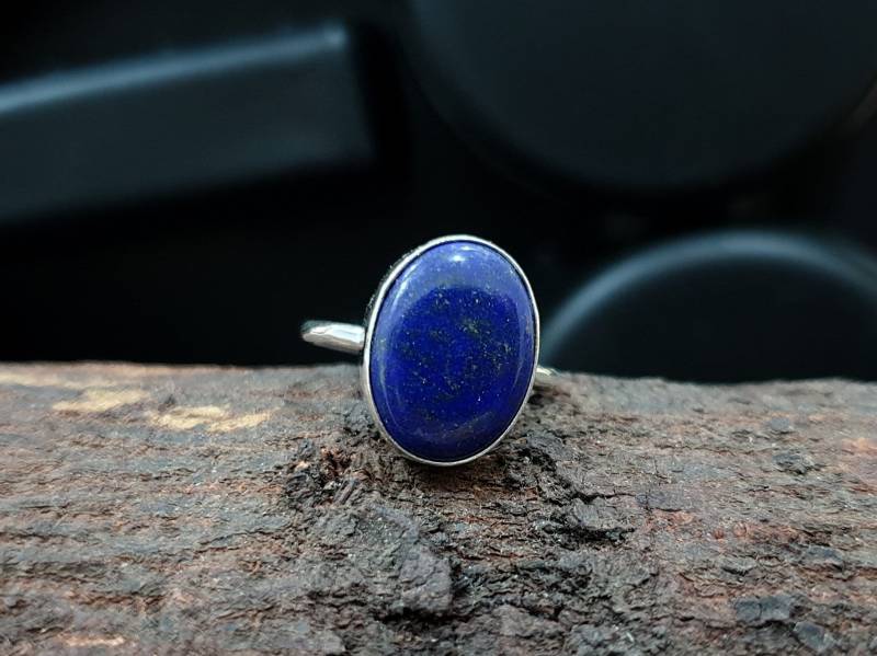 Natürlicher Lapis Lazuli Ring, Edelstein 925 Sterling Silber Handgemachter Ovaler Blauer Geschenk Ring von jewelleryvilla