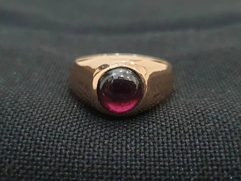 Natürlicher Neonroter Granat Ring, 925 Massiv Sterling Silber, Rose Gold Finish, 22K Gelbgold Fill, Herrenring, Runder Stein, Geschenkring von jewelleryvilla