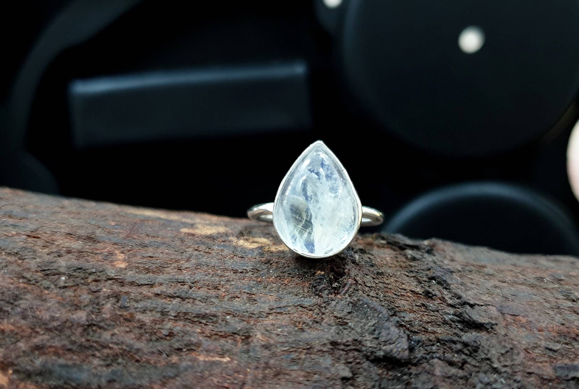 Natürlicher Regenbogen Mondstein Ring, Stapel Silber 925 Massiv Sterling Silber, Handgemachter Edelstein Schmuck Ring von jewelleryvilla