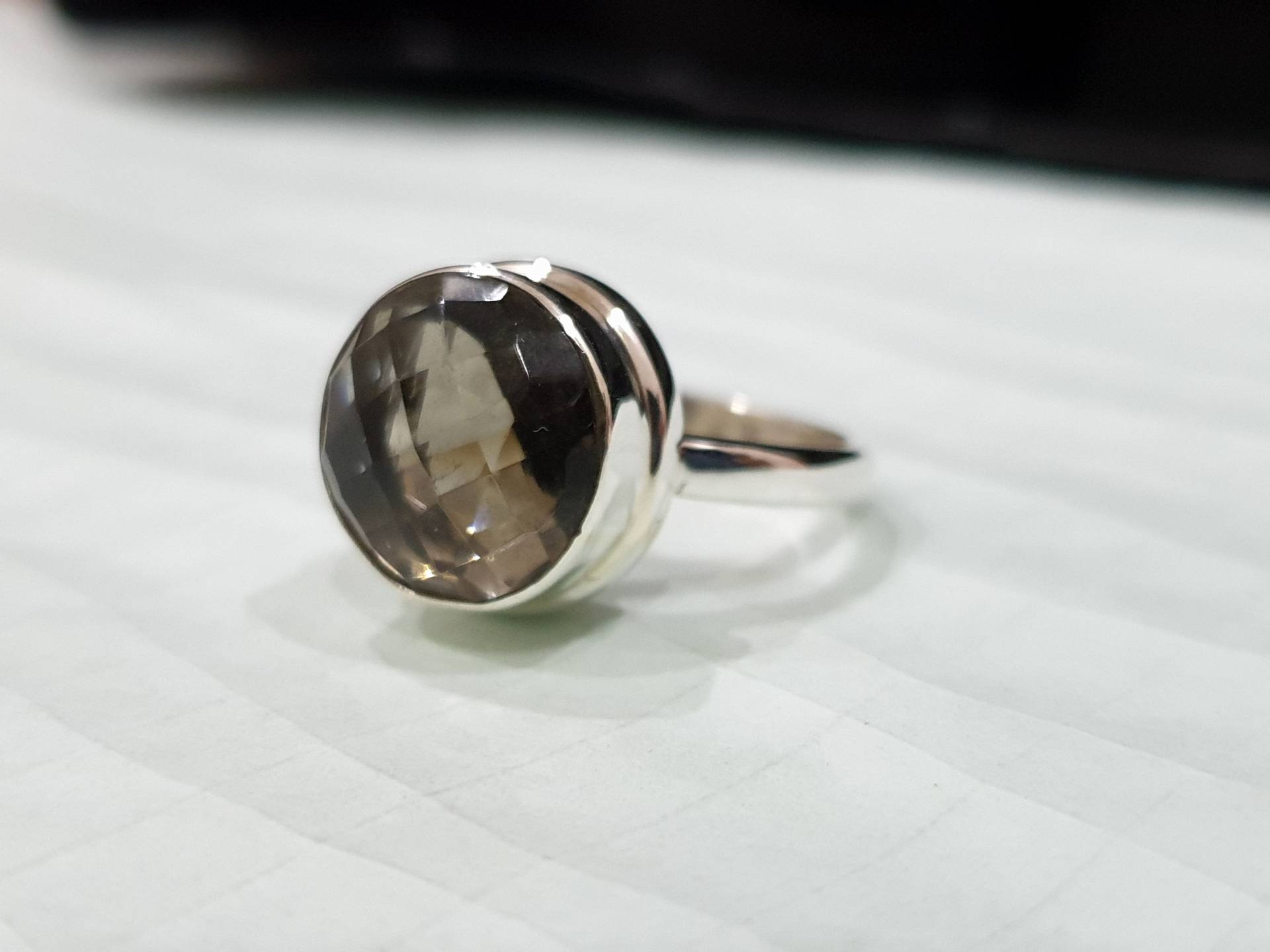 Rauchquarz Ring, 925 Sterling Silber Quarz Edelstein Rose Gold 18K Fill, Schmuck, Unisex Geschenkring von jewelleryvilla