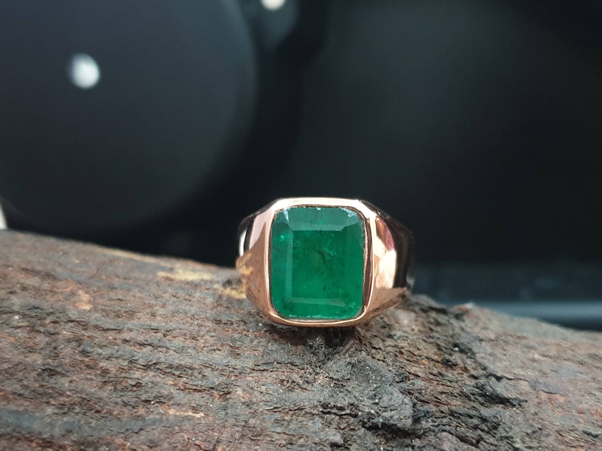 Smaragdquarz Ring, Edelsteinring Grüner Smaragdschliff, 925Er Sterlingsilberring, Gelbgoldring, Herrenring, Frauenring, Geschenkring von jewelleryvilla