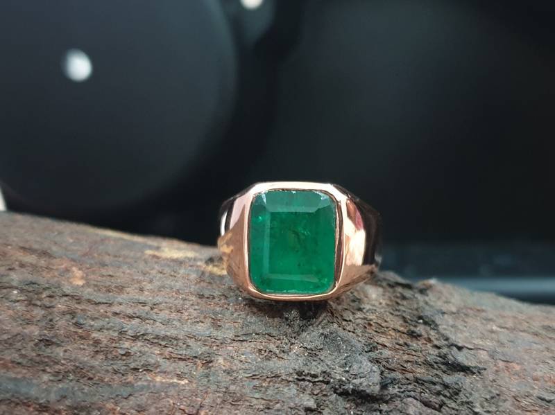 Smaragdquarz Ring, Edelsteinring Grüner Smaragdschliff, 925Er Sterlingsilberring, Gelbgoldring, Herrenring, Frauenring, Geschenkring von jewelleryvilla