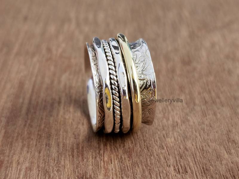 Spinner Ring, Silber 925 Sterling Geschenk Angst Meditation Frauen Ring von jewelleryvilla