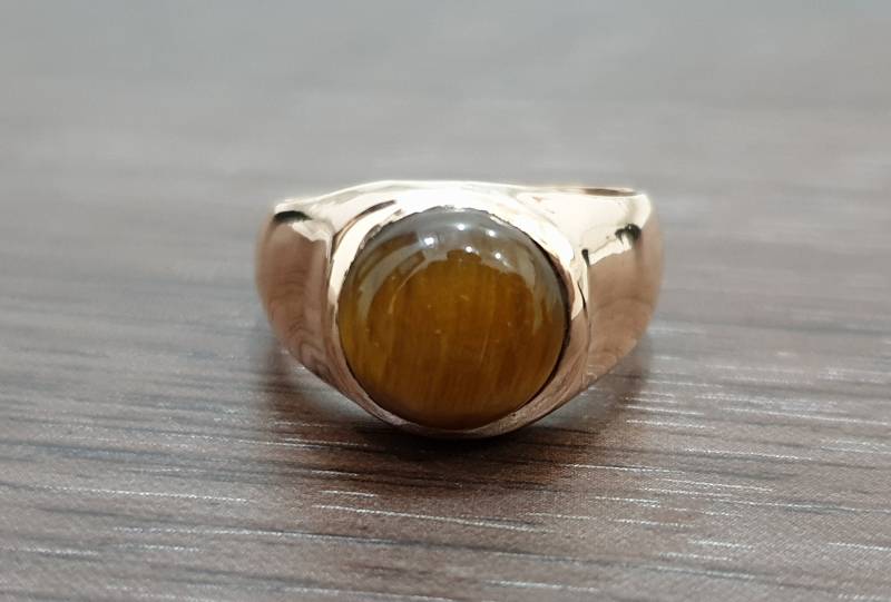 Tigerauge 925 Massiv Sterling Silber Ring, Herren Edelstein Rose Gold Finish, 22K Gelb Füllung, Geschenk Kupfer Ring Schmuck von jewelleryvilla