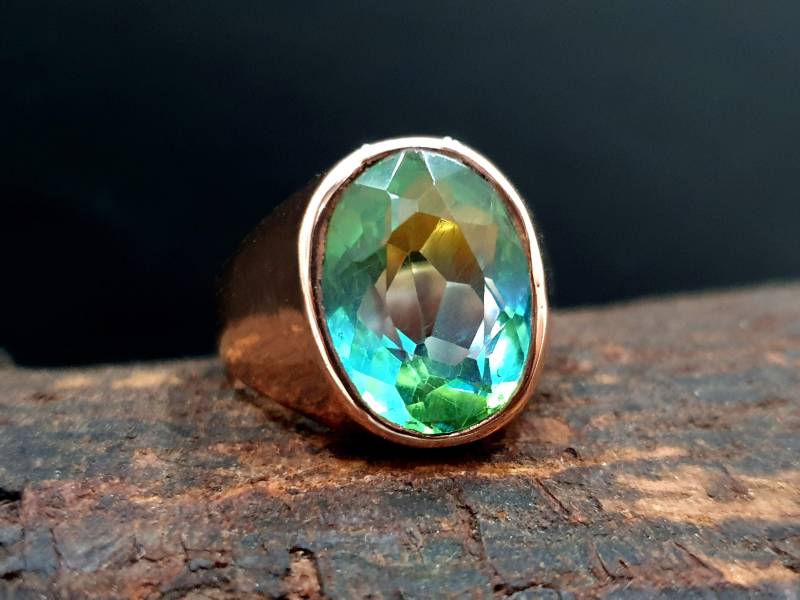 Turmalin Ring Silber, Kornerupin Ring, 925 Massiv Sterling Silber 22K Gold Fill, Rosegold, Wassermelonen Edelstein von jewelleryvilla