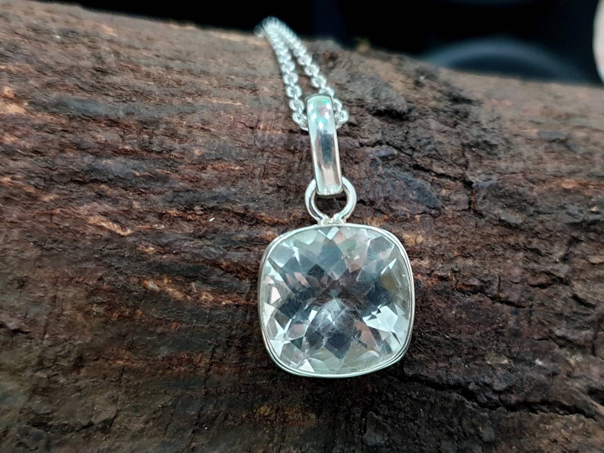 Weißer Klarer Quarzanhänger, 925 Massiv Sterling Silber Anhänger, Kristall Quarz Edelstein, Roségold 22K Gold Anhänger Schmuck von jewelleryvilla