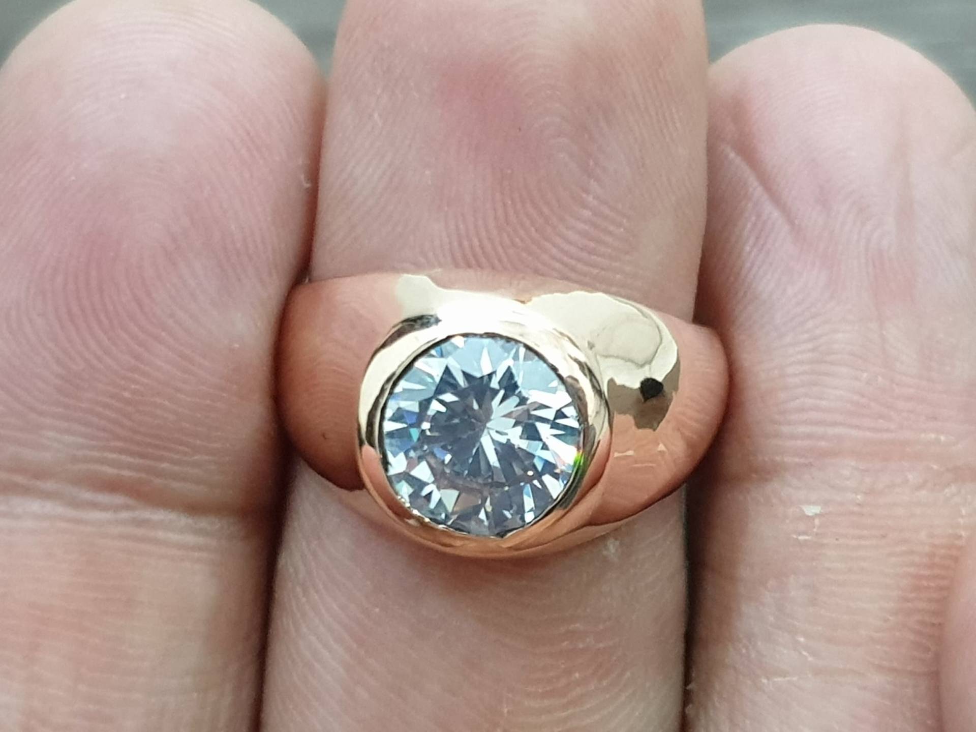 Weißer Zirkon Ring, 925 Massiv Sterlingsilber Rose Gold Finish, 22K Gelbgold Füllung, Geschenkring, Edelstein Herrenring, Ring Mit Gravur von jewelleryvilla