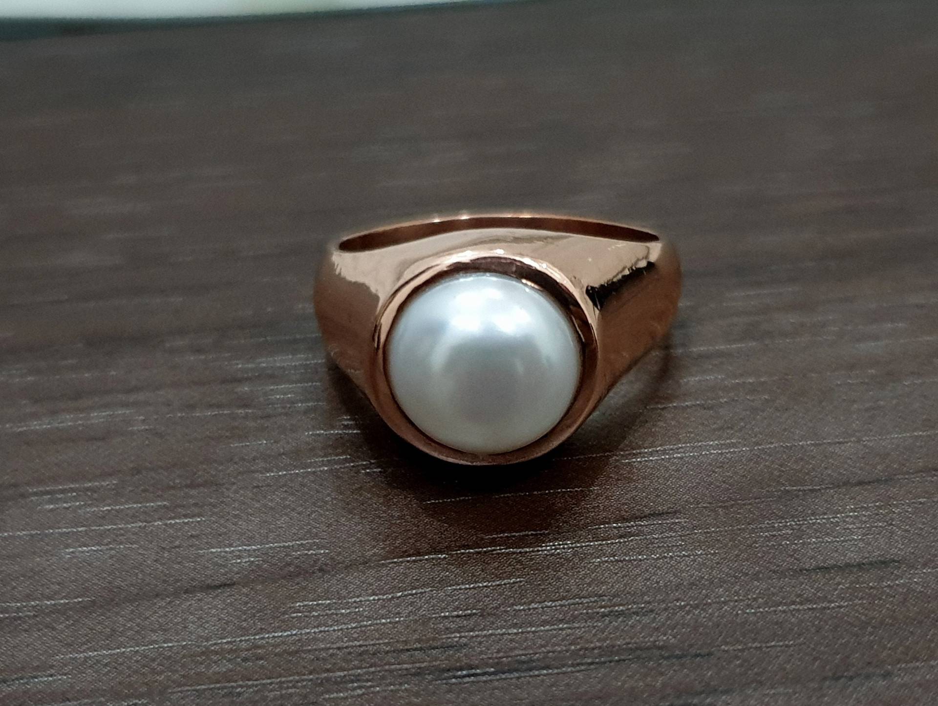 Wunderschöner Weißer Perlenring, 925 Solid Sterling Silber, Versprechen Ring, Geschenkring, Perle Kupferring, Roségold-Finish, 22K Gelbgold Fill von jewelleryvilla