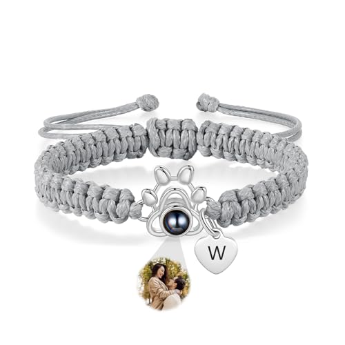 jewelora Personalisiertes Armband mit Foto im Stein für Damen Herren,Projektions-Fotoarmband mit Gravur für Partners Personalisierte Geschenke von jewelora