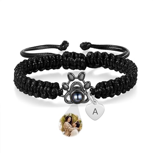 jewelora Personalisiertes Armband mit Foto im Stein für Damen Herren,Projektions-Fotoarmband mit Gravur für Partners Personalisierte Geschenke von jewelora