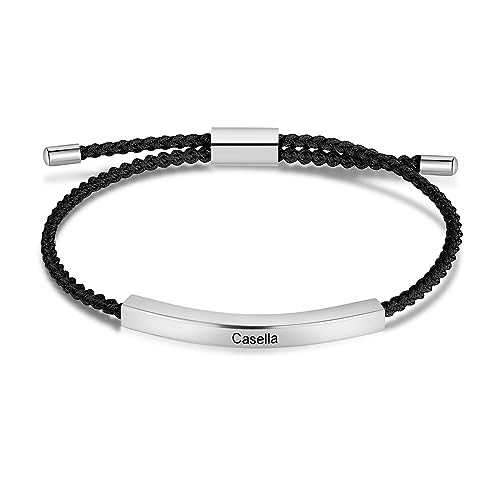 jewelora Personalisiertes Namensarmband Lederarmband Edelstahlarmband für Damen Männer Geschenk für Partner, Paar, Liebhaber von jewelora