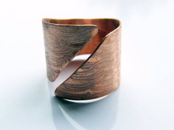 Schild 02. Offener, Verstellbarer Männerring Aus Kupfer von jewelryINESANTE