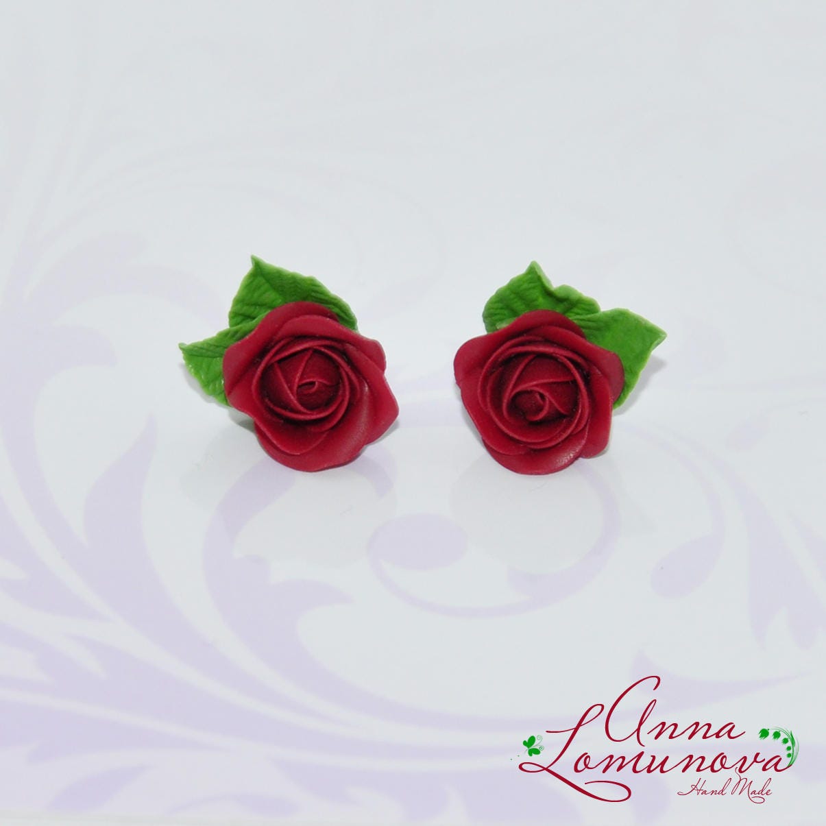 Burgund Rose Ohrringe Jeden Tag Burgundy Blume Schmuck Freundin Geschenk Marsala Kleine Tiny von jewelryLomunovaAnna