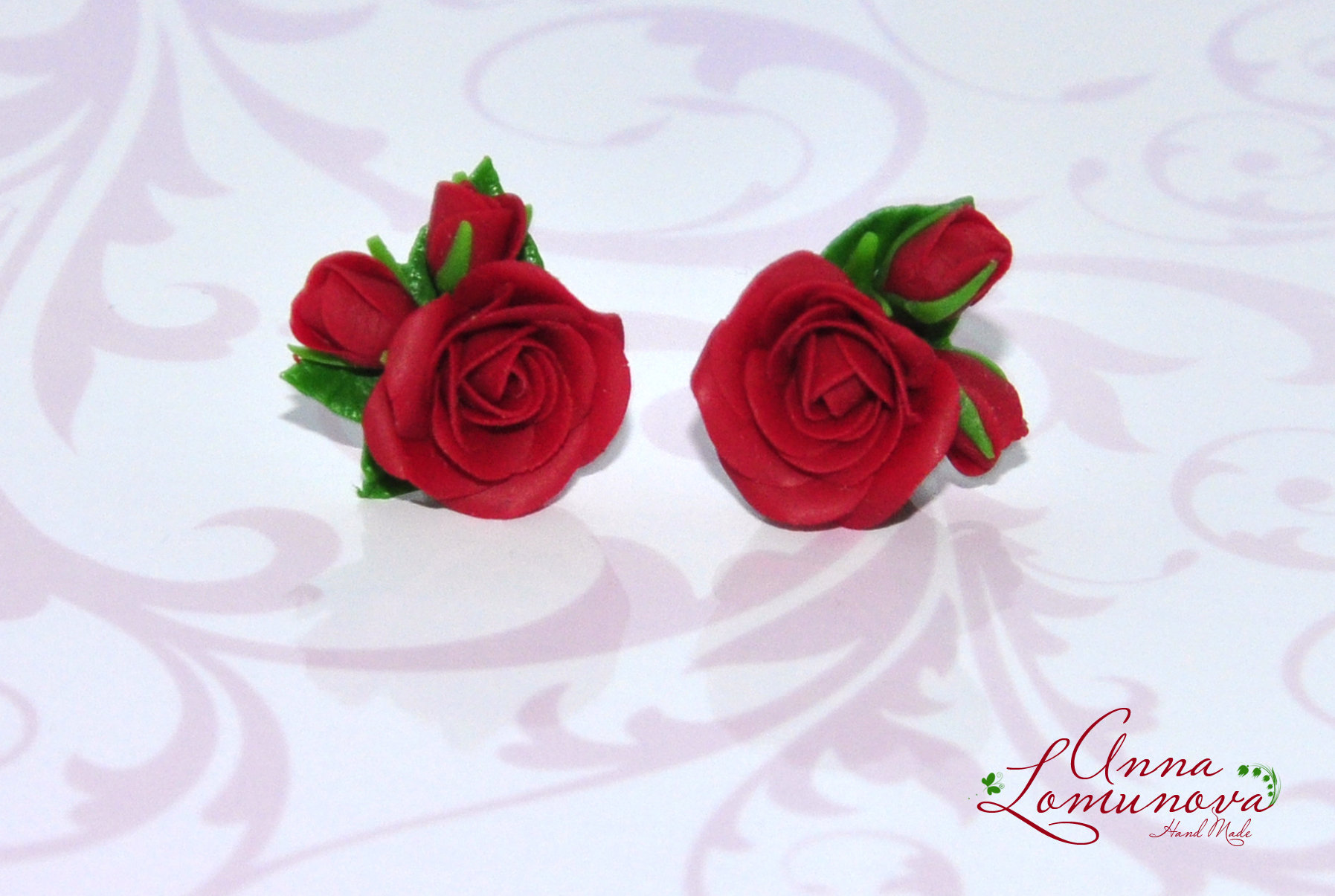 Dunkelrote Ohrstecker Rose Alltag Ohrringe Kleine Rote Kleines Geschenk Freundin Rote Blume von jewelryLomunovaAnna