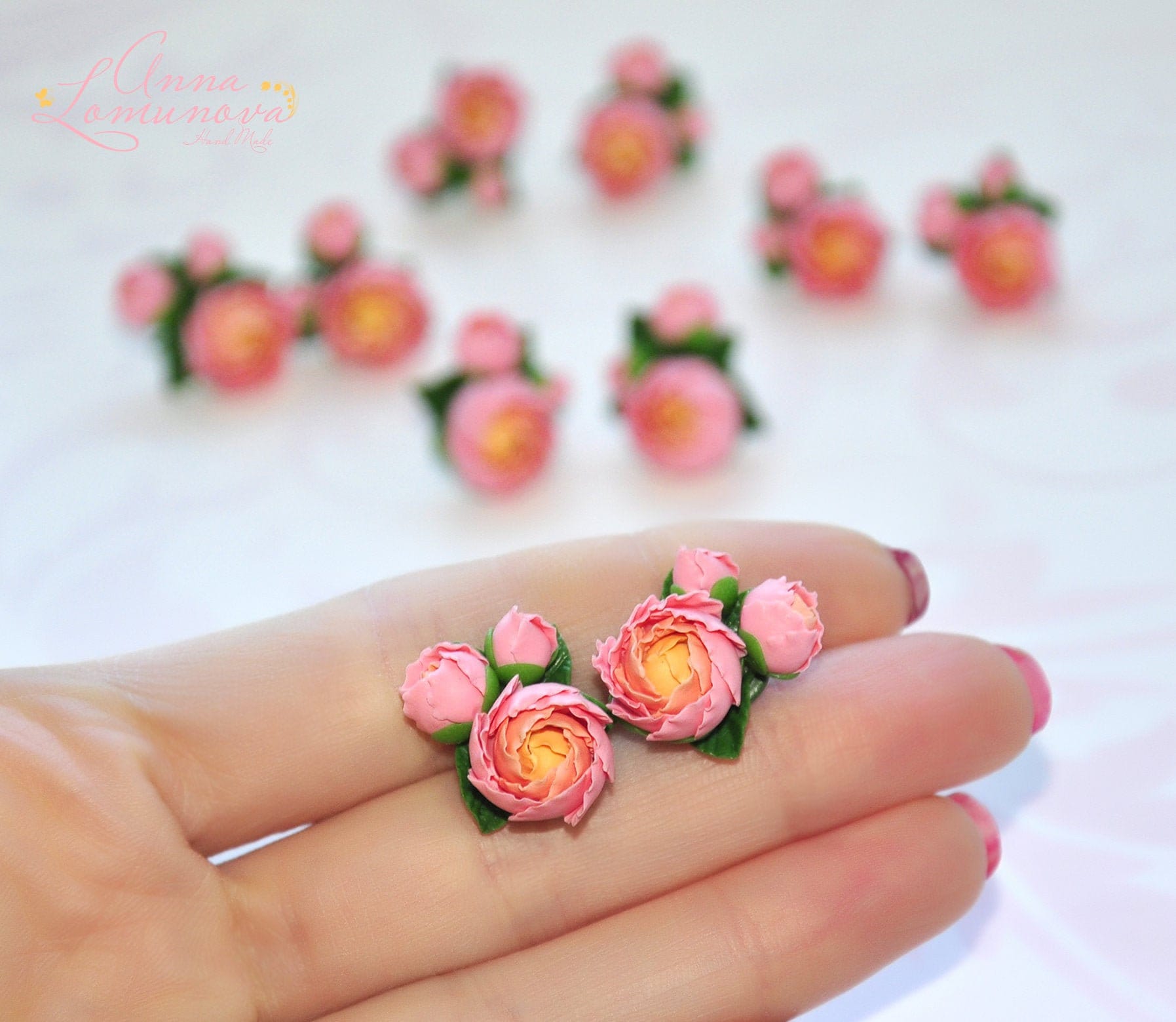 Pink Peach Ombre Ohrringe Peony Ohrstecker Peony Floral Blumen Schmuck von jewelryLomunovaAnna