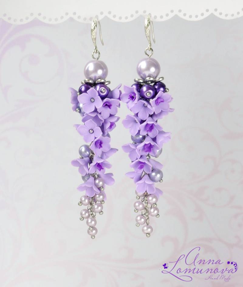 Violet Blume Ohrringe Lila Frau Geschenk Lavendel Hochzeit Freundin Chandelier Violet Blume Ohrringe Lila Frau Geschenk Lavendel Hochzeit Freundin Chandelier von jewelryLomunovaAnna