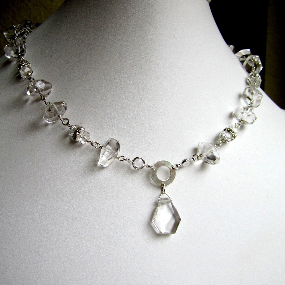 Bergkristall Halskette - Hochzeitsschmuck Kristall Sterling Silber Schmuck Braut Glitzer Anhänger Glam N-83 Bergkristall Halskette - Hochzeitsschmuck Kristall Sterling Silber Schmuck Braut Glitzer Anhänger Glam N-83 von jewelrybycarmal