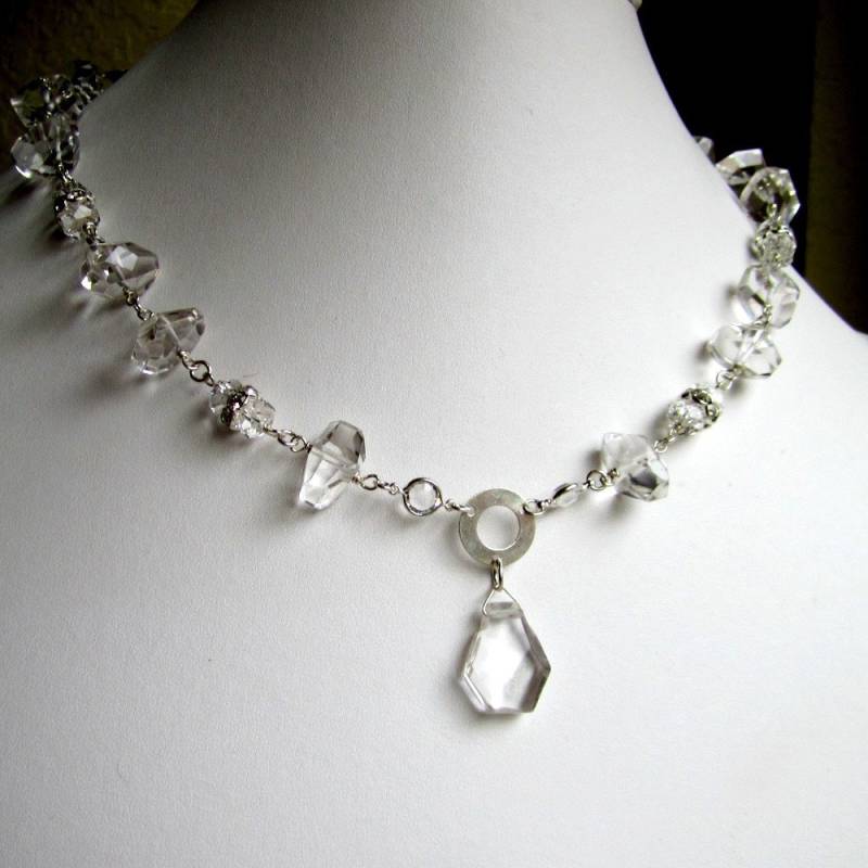 Bergkristall Halskette - Hochzeitsschmuck Kristall Sterling Silber Schmuck Braut Glitzer Anhänger Glam N-83 Bergkristall Halskette - Hochzeitsschmuck Kristall Sterling Silber Schmuck Braut Glitzer Anhänger Glam N-83 von jewelrybycarmal