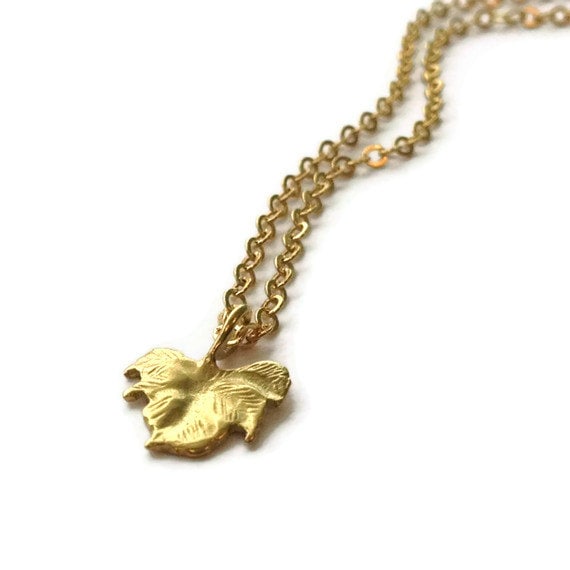 Blattgold Halskette Kette Schmuck Charm Vermeil Schlichte Alltags Zierliche Anhänger Herbst Thanksgiving Natur N-317 318 von jewelrybycarmal