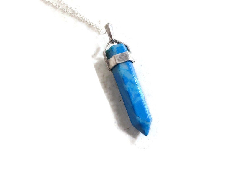 Blaue Halskette - Spike Schmuck Achat Edelstein Sterling Silber Kette Punkt Anhänger von jewelrybycarmal