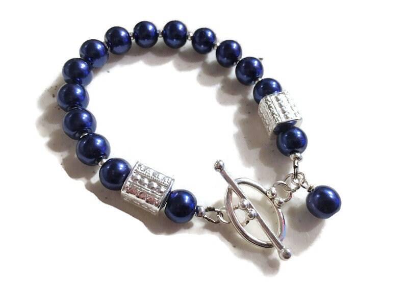 Blaues Armband - Silberschmuck Glasperlenschmuck Perlen Mode von jewelrybycarmal