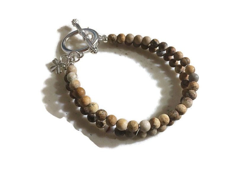 Braun Armband - Bild Jaspis Schmuck Edelstein Multi Strang Erdtöne Natürlich Silber Klee Anhänger Braun Armband - Bild Jaspis Schmuck Edelstein Multi Strang Erdtöne Natürlich Silber Klee Anhänger von jewelrybycarmal