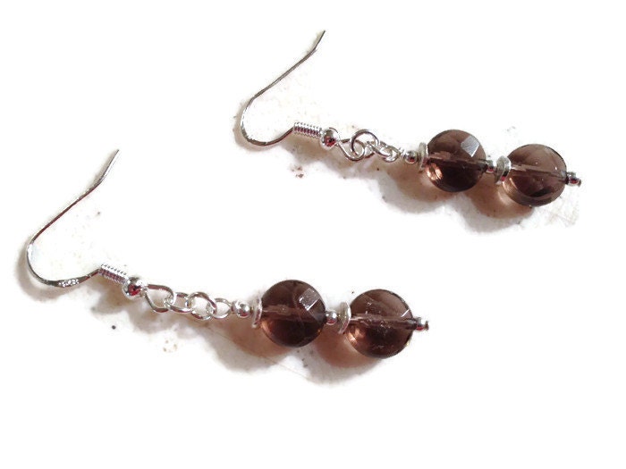 Braune Ohrringe - Rauchquarz Schmuck Sterling Silber Perlen Mode Chic Edelstein von jewelrybycarmal