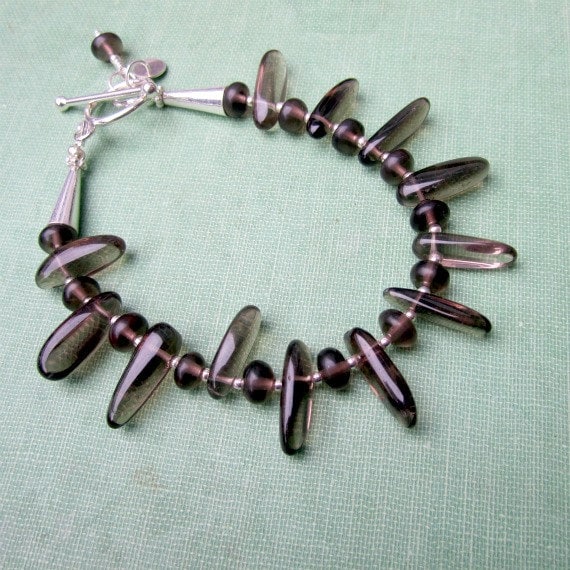 Braunes Armband - Rauchquarz Schmuck Edelstein Sterling Silber Fransen Einzigartige Handgemachte Erdtöne Perlen von jewelrybycarmal