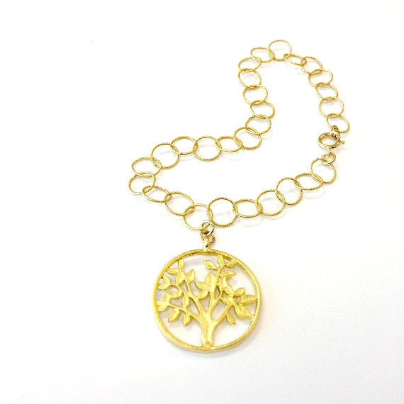 Gold Vermeil Armband Gliederkette Schmuck Baum Des Lebens Charm Anhänger Handmade Unikat Alltagsmode B-309 310 311 von jewelrybycarmal
