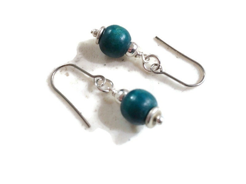 Grüne Ohrringe - Holzschmuck Silberschmuck Mode Dangle Durchbohrt von jewelrybycarmal