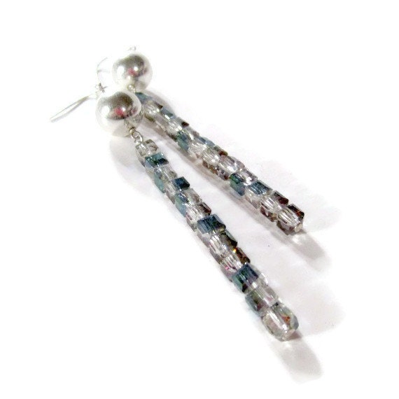 Irisierende Kristall Ohrringe - Metallic Schmuck Sterling Silber Damen Eis Baumeln Minimal Teal Er-76 Irisierende Kristall Ohrringe - Metallic Schmuck Sterling Silber Damen Eis Baumeln Minimal Teal Er-76 von jewelrybycarmal