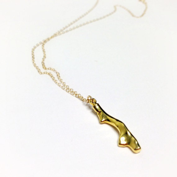 Korallenzweig Halskette - Gold Getauchter 24K Schmuck Natürlicher Korallen Ast in Geschichtet Charm von jewelrybycarmal