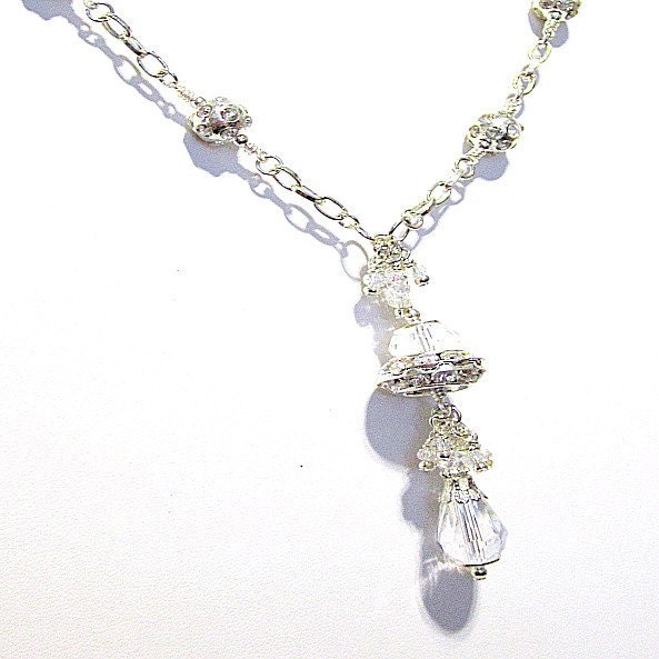 Kristall Kette - Silberschmuck Hochzeitsschmuck Lange Eisfunkeln Couture Mutter Der Braut Anhänger N-15 Kristall Kette - Silberschmuck Hochzeitsschmuck Lange Eisfunkeln Couture Mutter Der Braut Anhänger N-15 von jewelrybycarmal