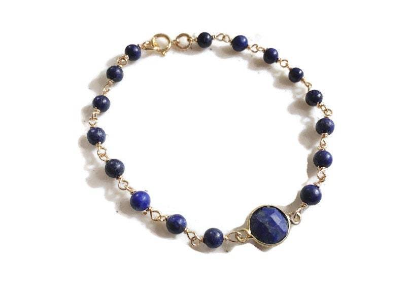 Lapis Armband - Marineblaues Goldschmuck Lazuli Edelstein Schmuck Mode von jewelrybycarmal