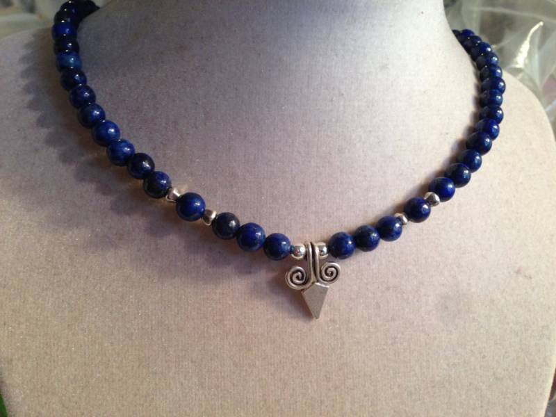 Lapis Blauer Schmuck - Sterling Silber Statement Edelstein Spike Anhänger Perlen Handgemacht Geschenk von jewelrybycarmal