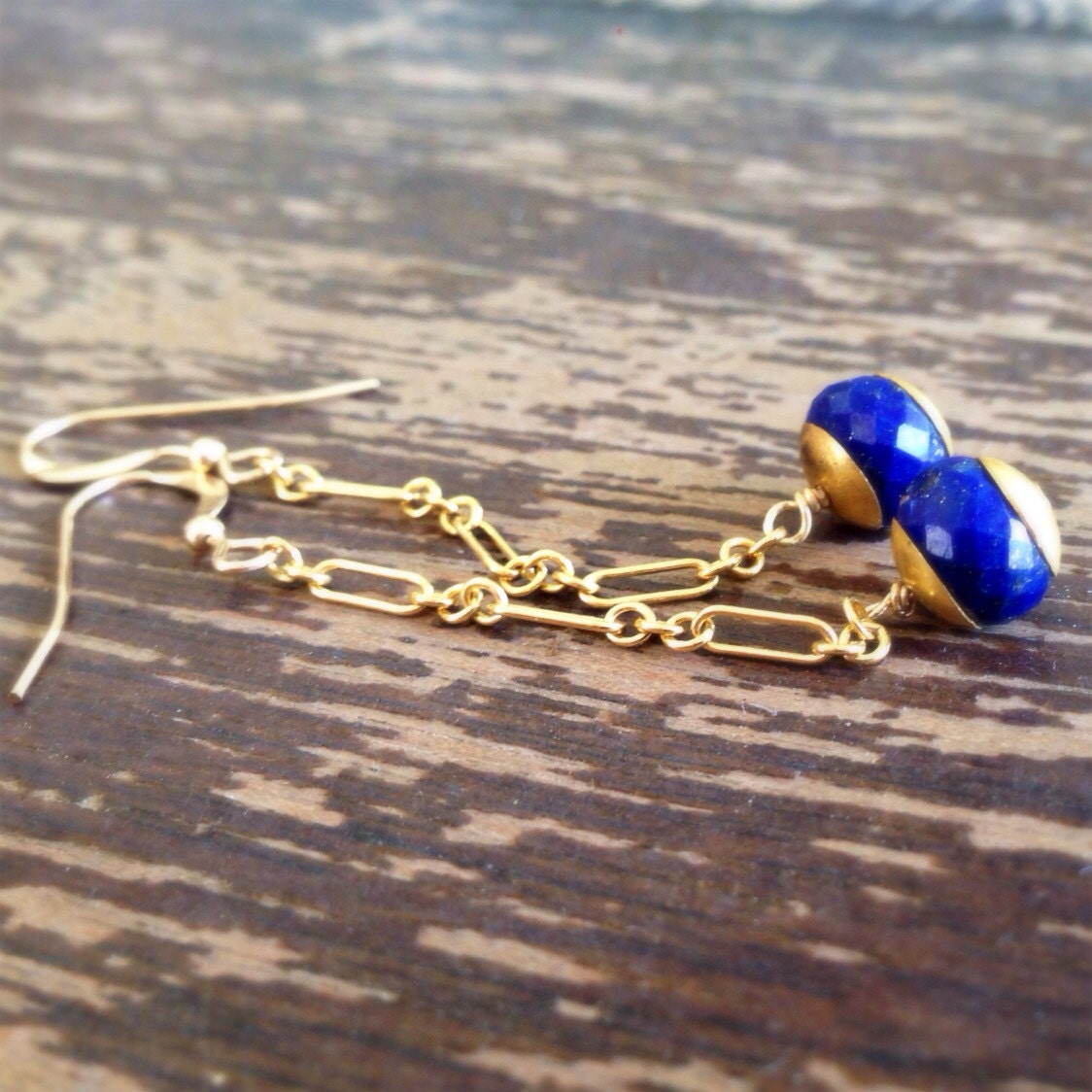Lapis Ohrringe - Goldschmuck Marineblauer Edelstein Schmuck Lazuli Kette von jewelrybycarmal