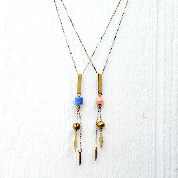 Lariat Halskette - Koralle Schmuck Moderner Hipster Messing Kette von jewelrybycarmal